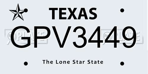 GPV3449 Texas License Plate