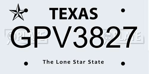 GPV3827 Texas License Plate