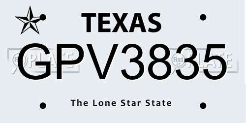 GPV3835 Texas License Plate