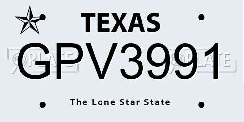 GPV3991 Texas License Plate