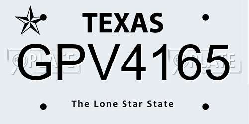 GPV4165 Texas License Plate