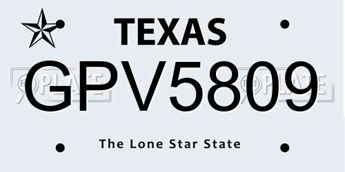 GPV5809 Texas License Plate