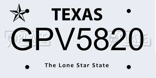 GPV5820 Texas License Plate