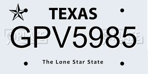 GPV5985 Texas License Plate