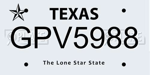 GPV5988 Texas License Plate