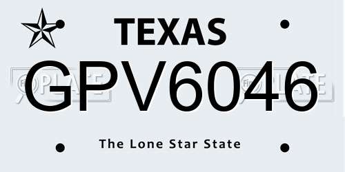 GPV6046 Texas License Plate