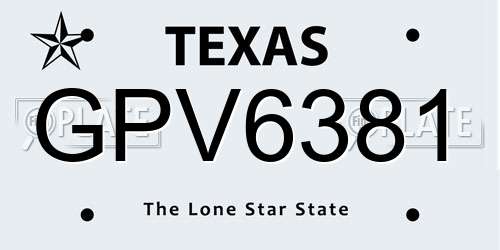 GPV6381 Texas License Plate