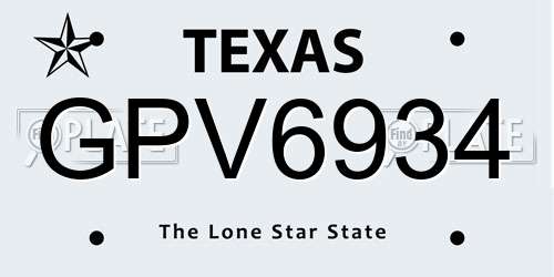 GPV6934 Texas License Plate