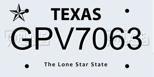 GPV7063 Texas License Plate