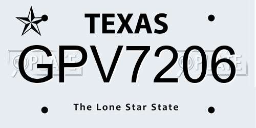 GPV7206 Texas License Plate