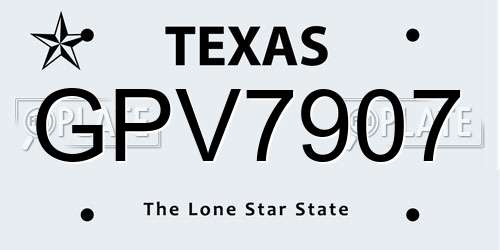 GPV7907 Texas License Plate