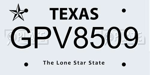GPV8509 Texas License Plate