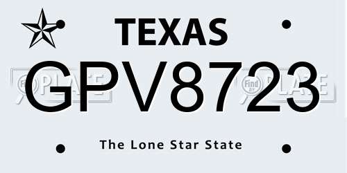 GPV8723 Texas License Plate