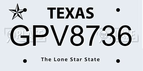 GPV8736 Texas License Plate