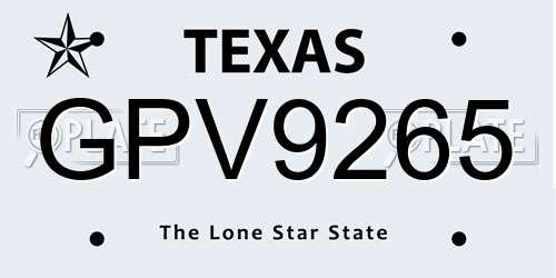 GPV9265 Texas License Plate