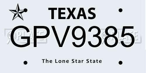 GPV9385 Texas License Plate