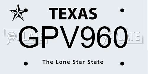 GPV960 Texas License Plate