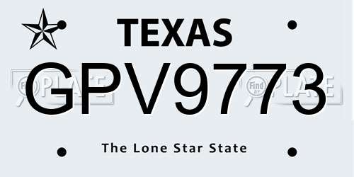 GPV9773 Texas License Plate