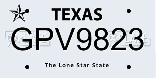 GPV9823 Texas License Plate