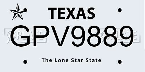 GPV9889 Texas License Plate