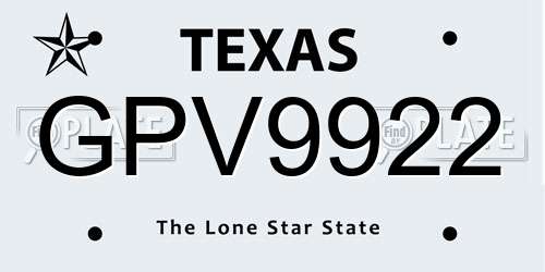 GPV9922 Texas License Plate