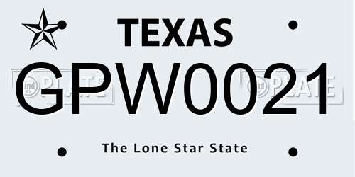 GPW0021 Texas License Plate