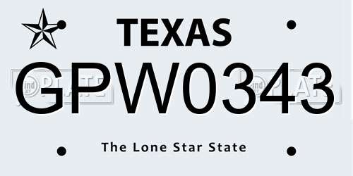 GPW0343 Texas License Plate