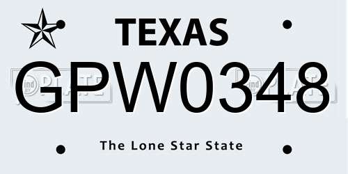 GPW0348 Texas License Plate