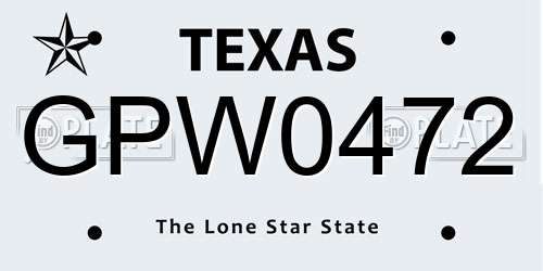 GPW0472 Texas License Plate