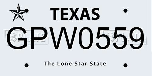 GPW0559 Texas License Plate
