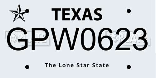 GPW0623 Texas License Plate