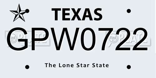 GPW0722 Texas License Plate