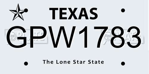 GPW1783 Texas License Plate