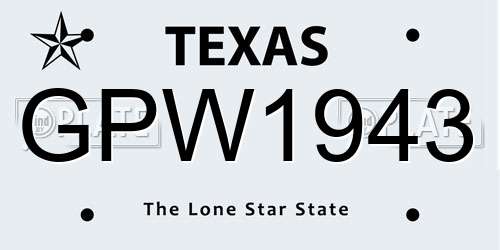 GPW1943 Texas License Plate