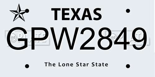 GPW2849 Texas License Plate