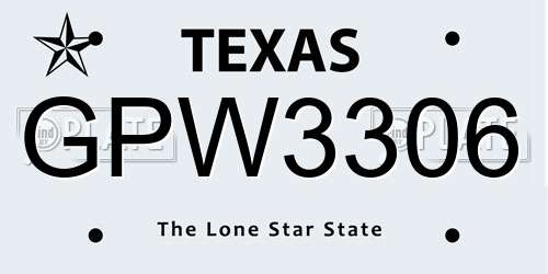 GPW3306 Texas License Plate