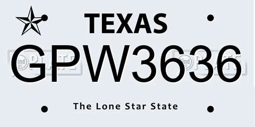 GPW3636 Texas License Plate