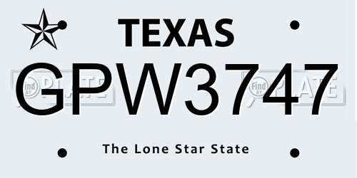 GPW3747 Texas License Plate
