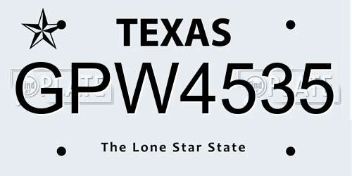 GPW4535 Texas License Plate