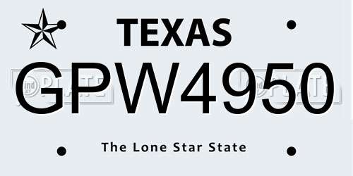 GPW4950 Texas License Plate