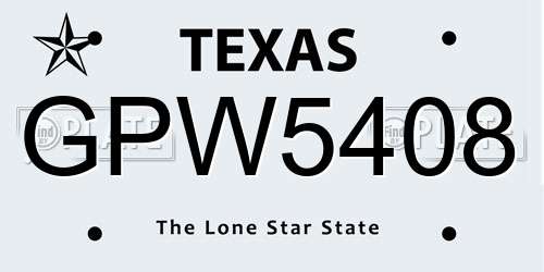 GPW5408 Texas License Plate