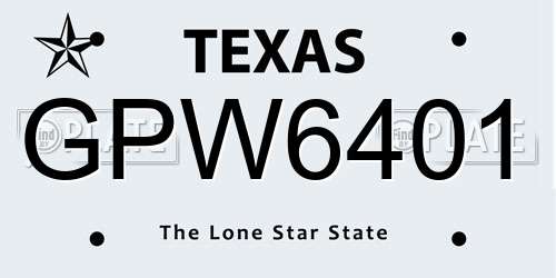 GPW6401 Texas License Plate