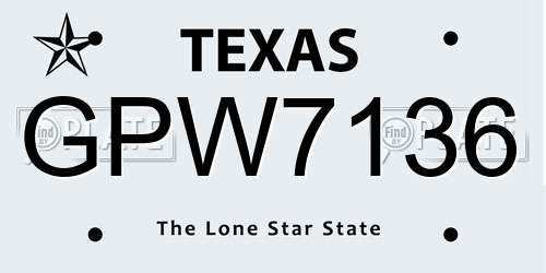 GPW7136 Texas License Plate