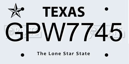 GPW7745 Texas License Plate