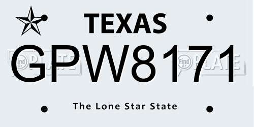 GPW8171 Texas License Plate