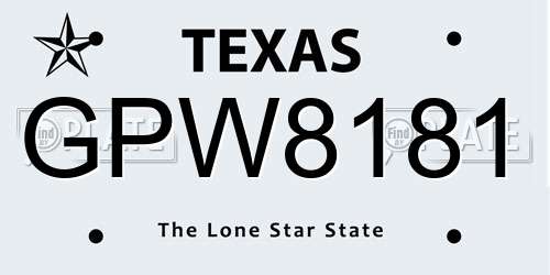 GPW8181 Texas License Plate
