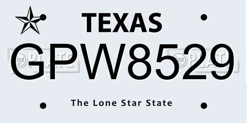 GPW8529 Texas License Plate