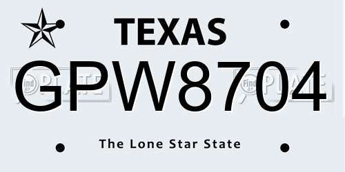 GPW8704 Texas License Plate