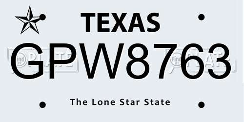 GPW8763 Texas License Plate