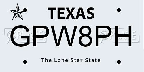 GPW8PH Texas License Plate